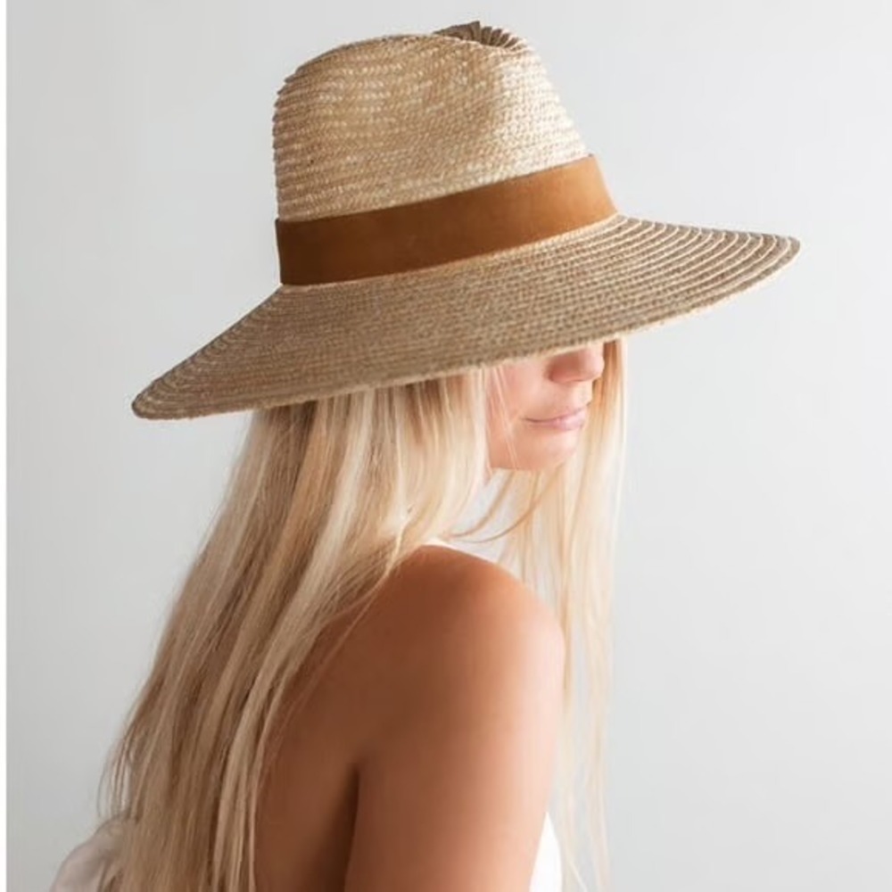 GIGI PIP Adjustable Natural Straw Hat with Caramel Color Band